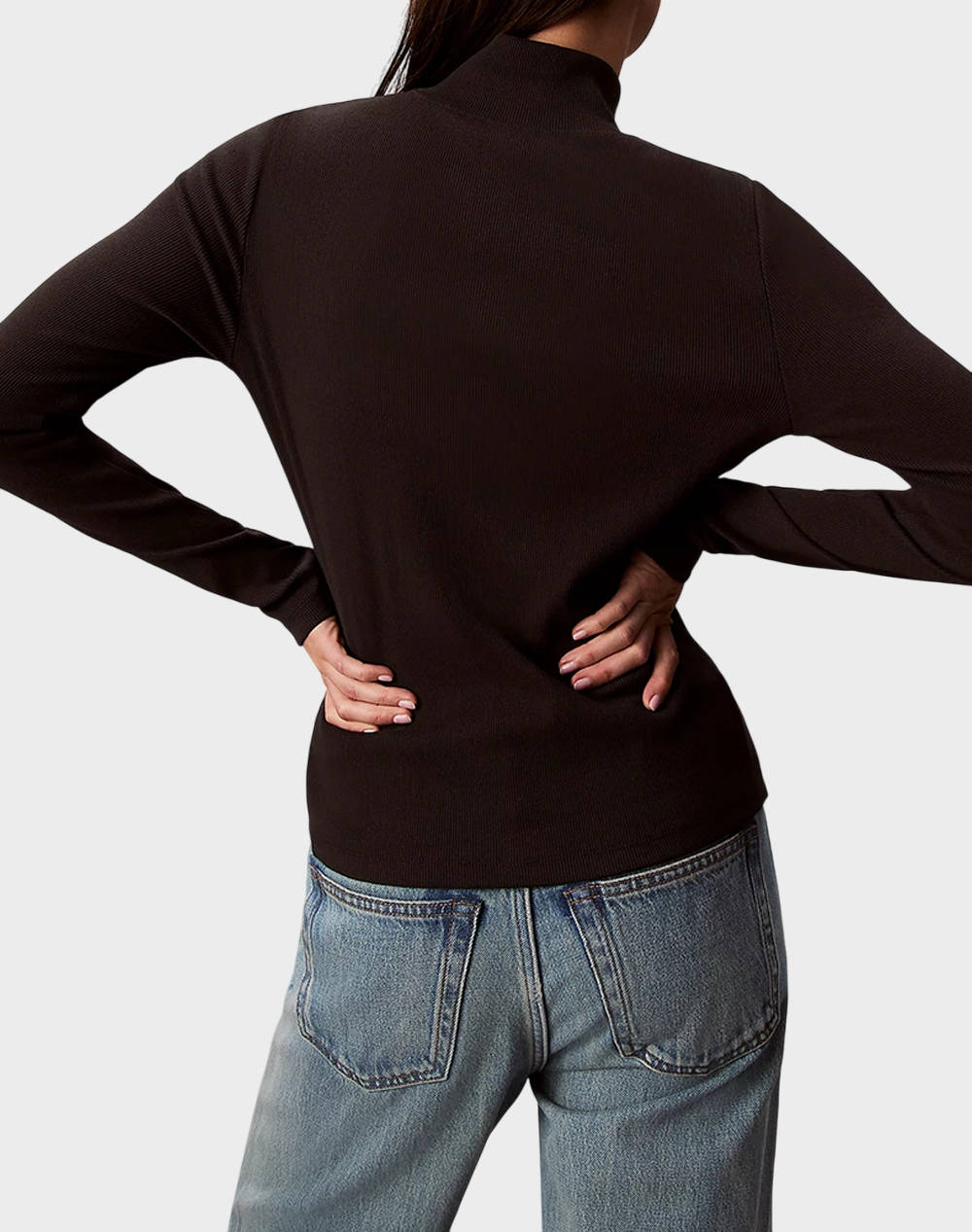 CALVIN KLEIN LS WOVEN LABEL TURTLENECK