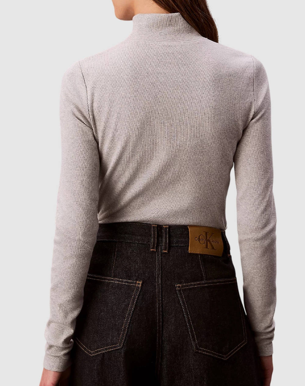 CALVIN KLEIN LS WOVEN LABEL TURTLENECK