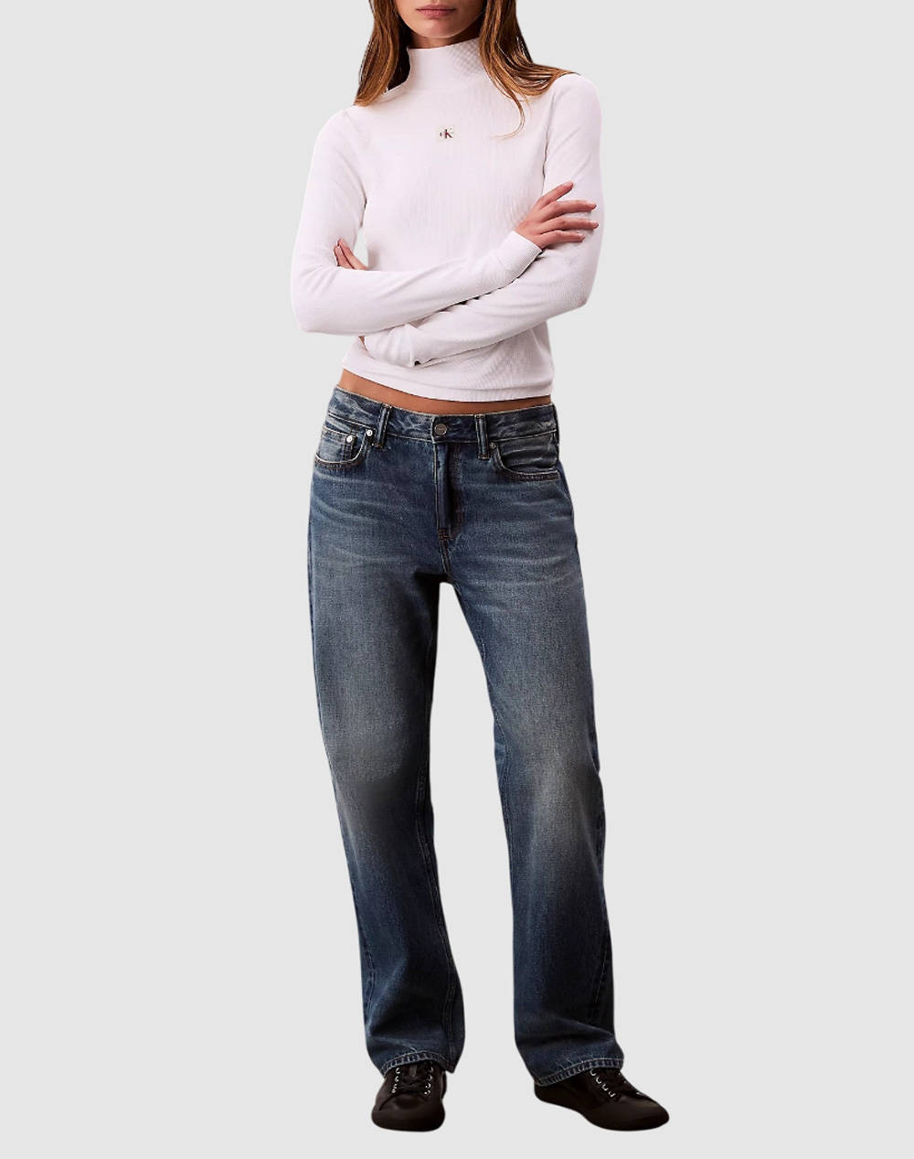 CALVIN KLEIN LS WOVEN LABEL TURTLENECK