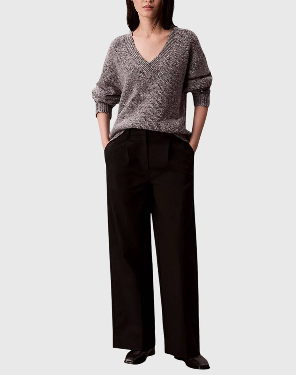CALVIN KLEIN Chunky Neps V Neck Sweater