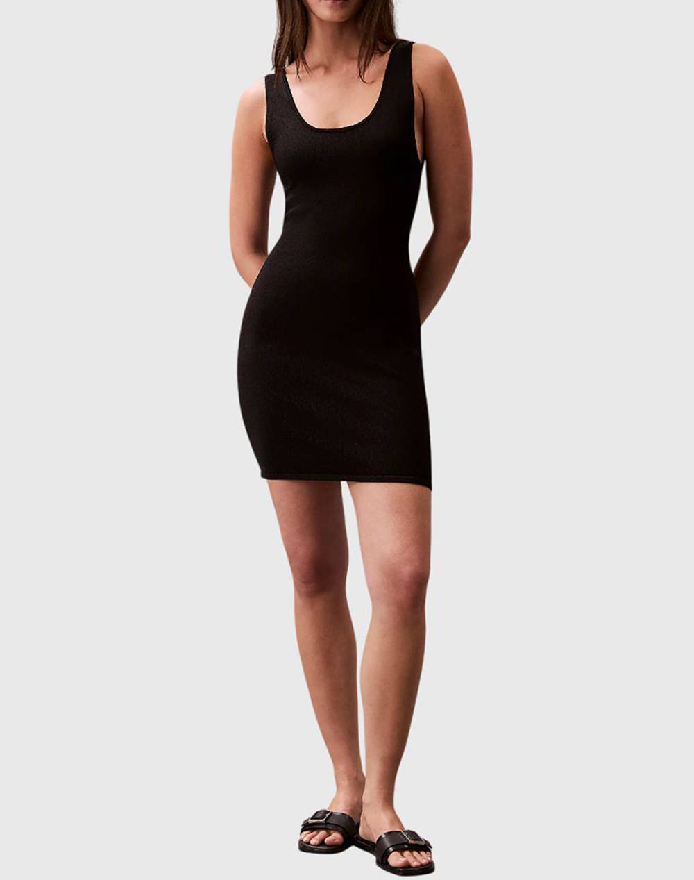 CALVIN KLEIN Novelty Sheen Cross Back Dress