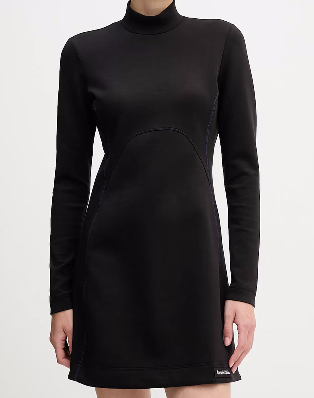 CALVIN KLEIN LS SCUBA FIT AND FLARE DRESS