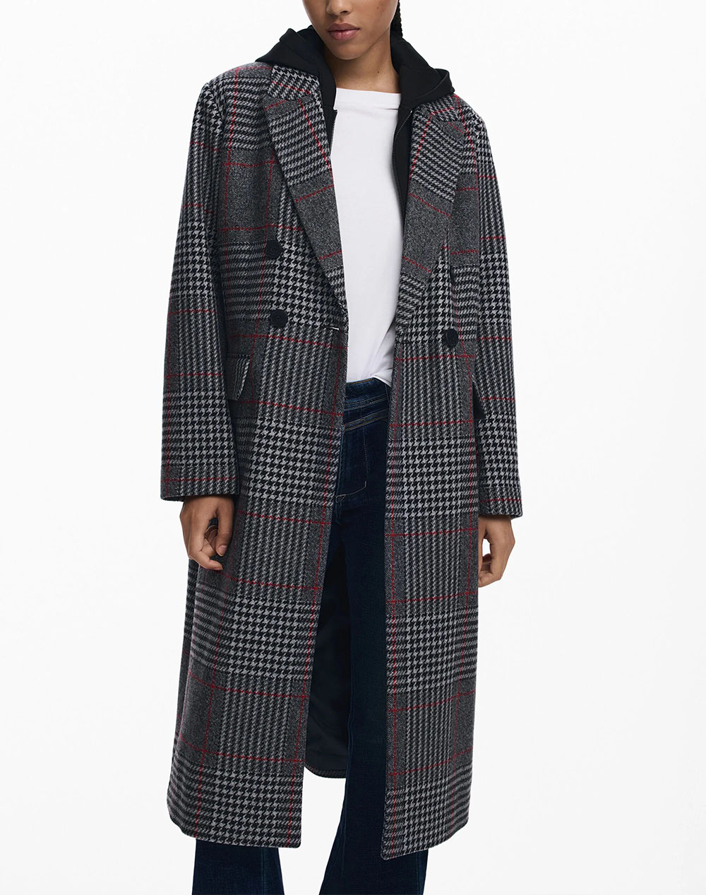 DESIGUAL COAT_CAPUCHA_CHECK PALTON DE DAMA