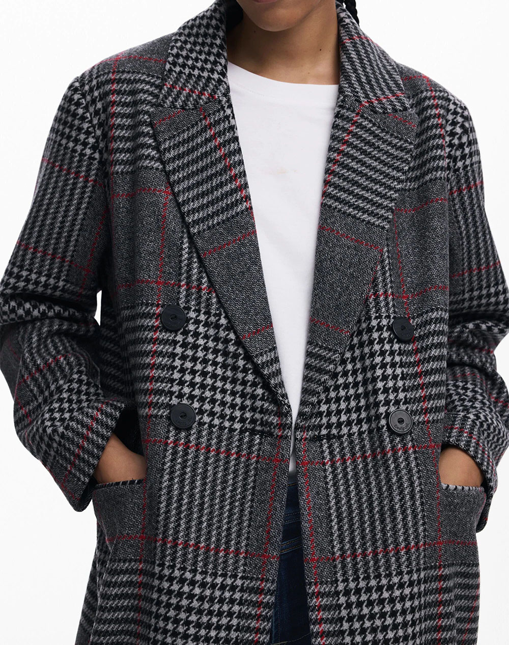 DESIGUAL COAT_CAPUCHA_CHECK PALTON DE DAMA