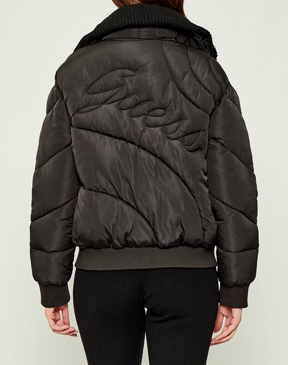 GUESS DORA DETACHABLE KNIT-COLLAR PU GEACA DE DAMA