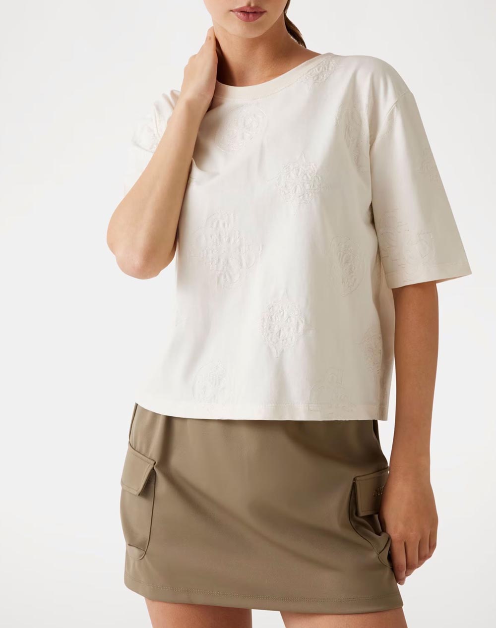GUESS PEONY AOP EMBROIDERY BOXY TEE BLUZA DE DAMA