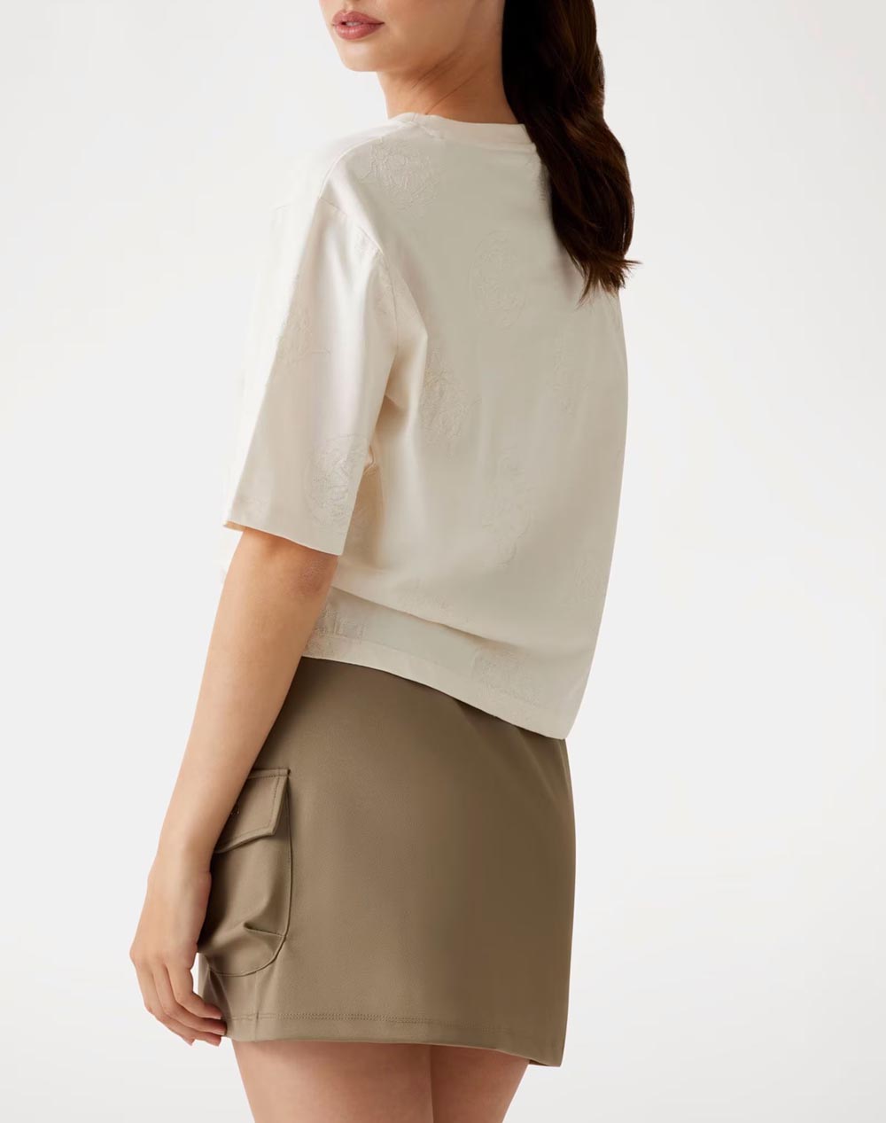 GUESS PEONY AOP EMBROIDERY BOXY TEE BLUZA DE DAMA