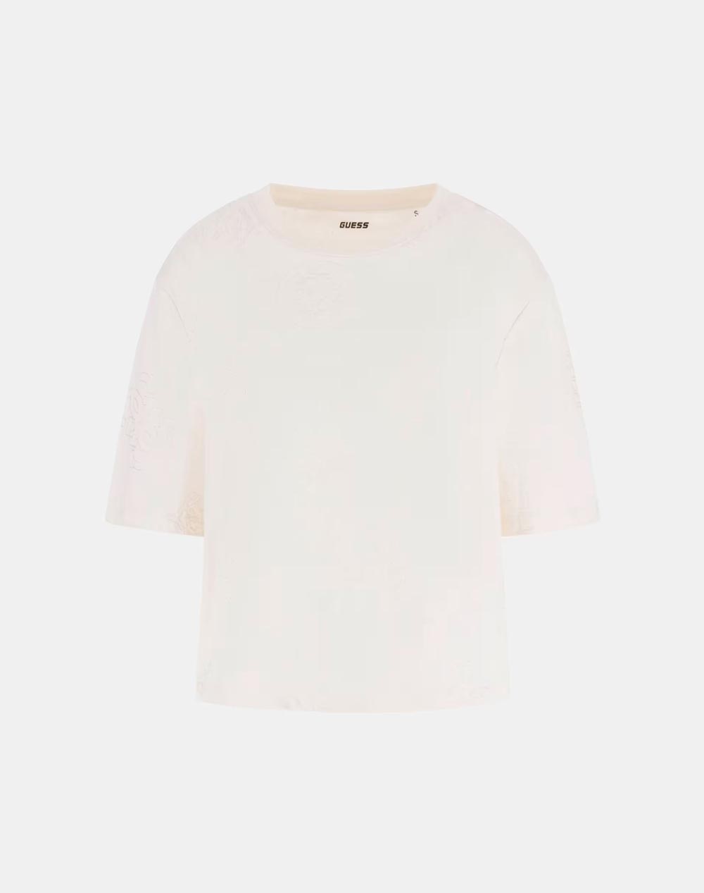 GUESS PEONY AOP EMBROIDERY BOXY TEE BLUZA DE DAMA