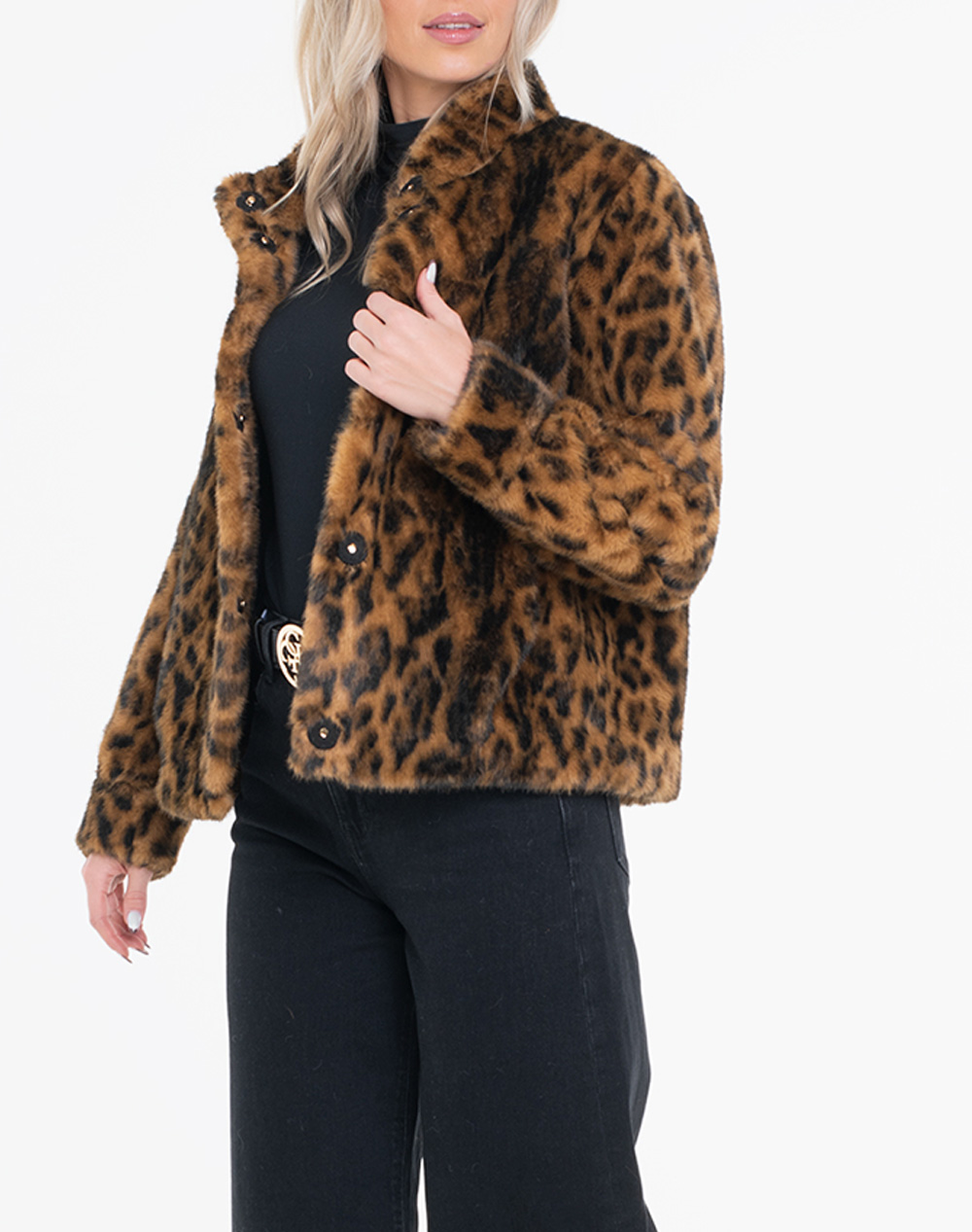 GUESS LUNA FAUX FUR LEOPARD JACKET GEACA DE DAMA