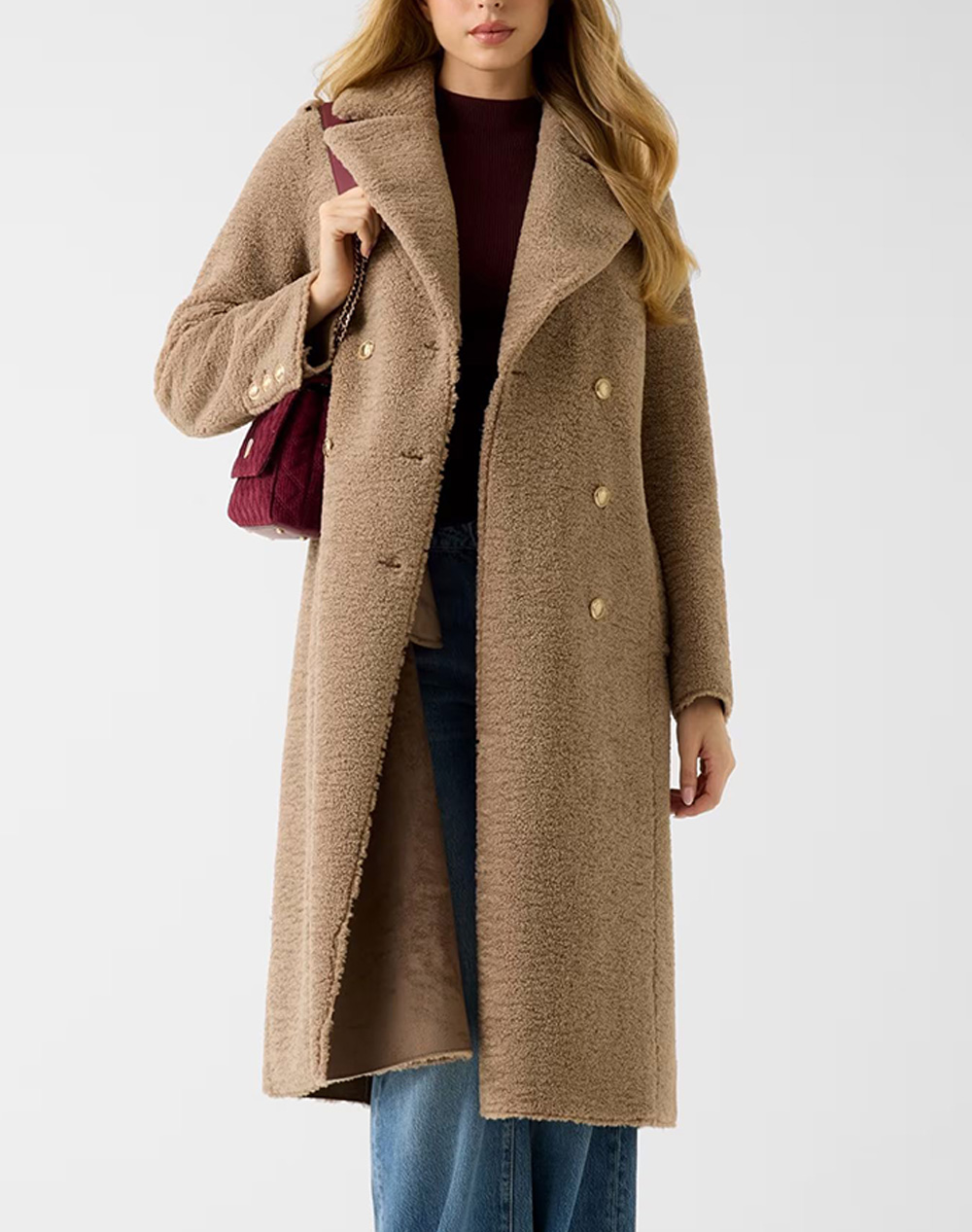 GUESS LAILA FAUX FUR BONDED COAT DE DAMA