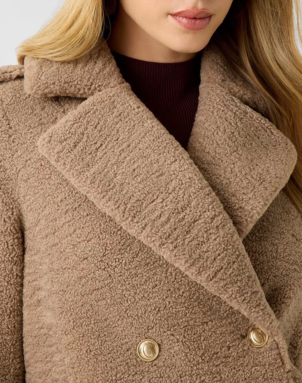 GUESS LAILA FAUX FUR BONDED COAT DE DAMA