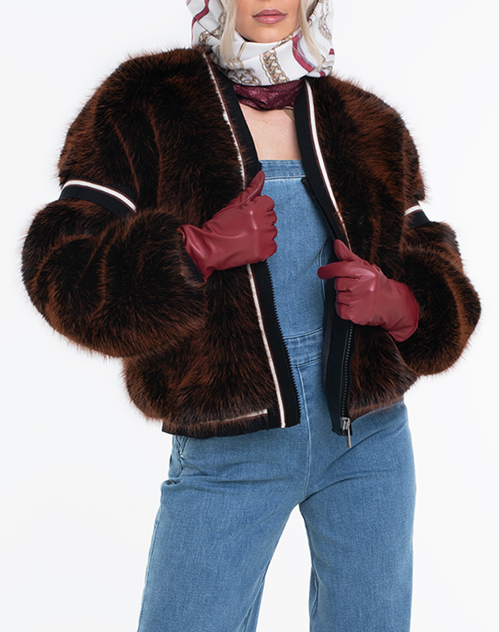 GUESS KATIA FAUX FUR RIB BOMBER GEACA DE DAMA