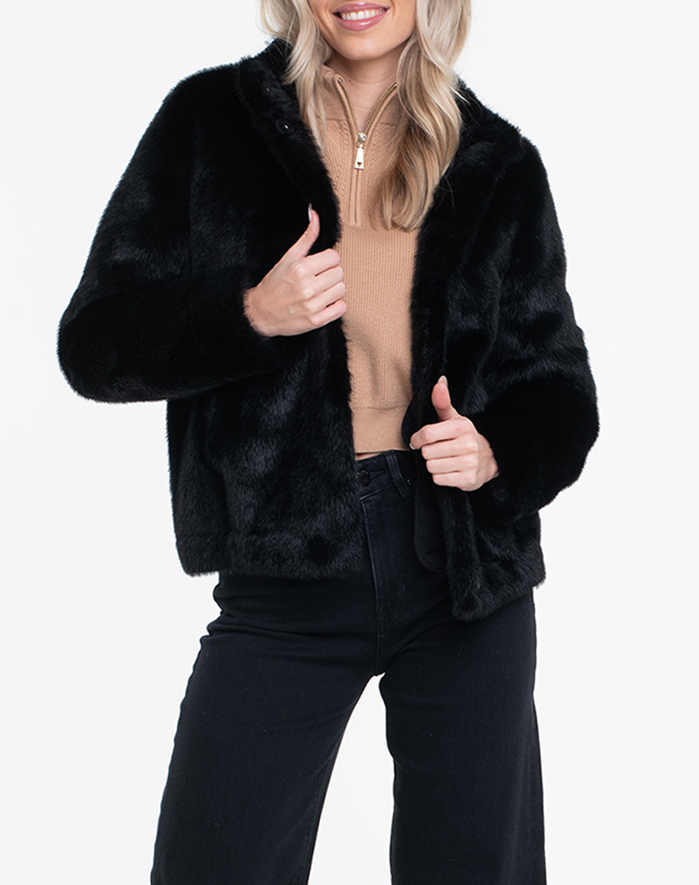 GUESS LUNA FAUX FUR JACKET GEACA DE DAMA