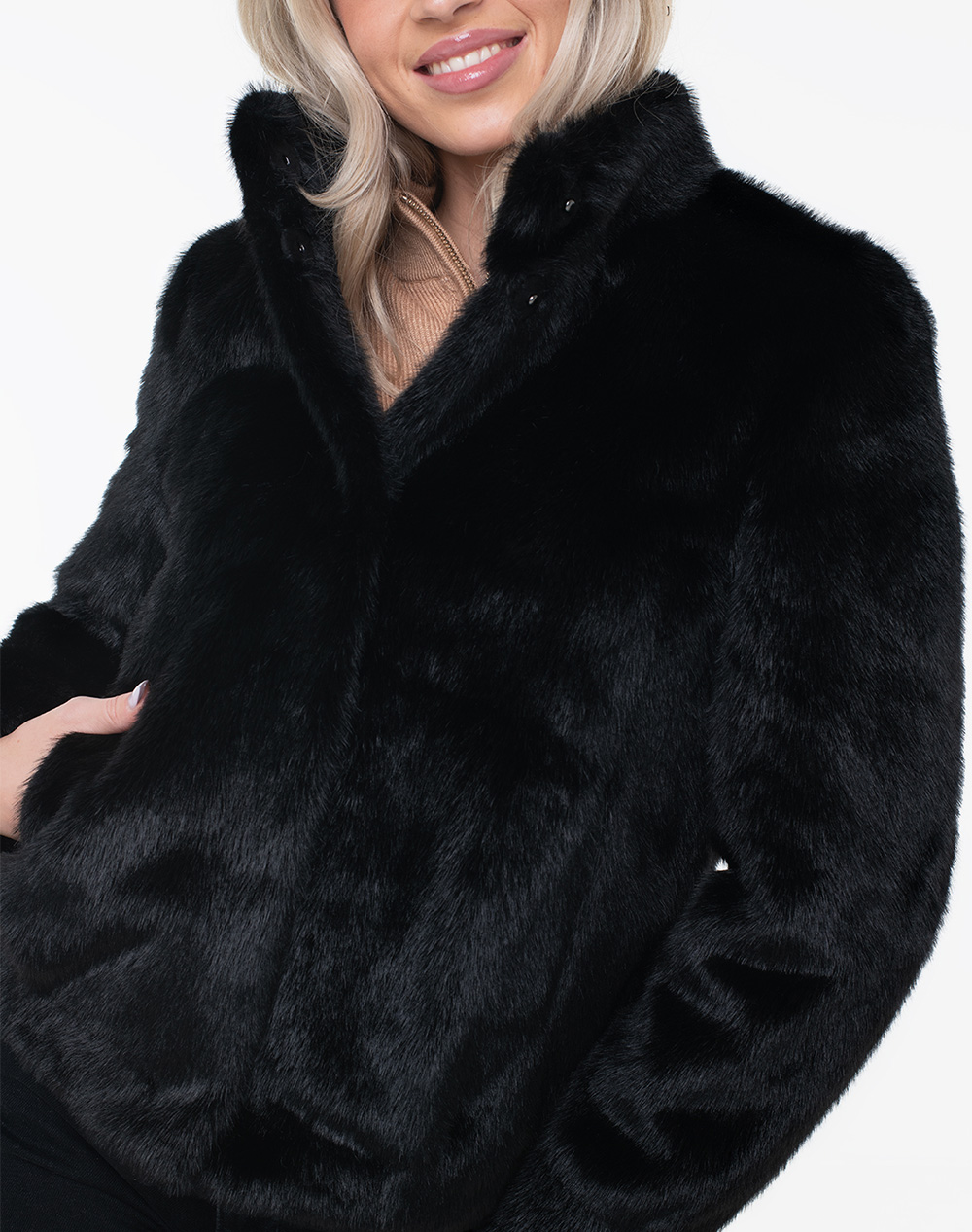 GUESS LUNA FAUX FUR JACKET GEACA DE DAMA