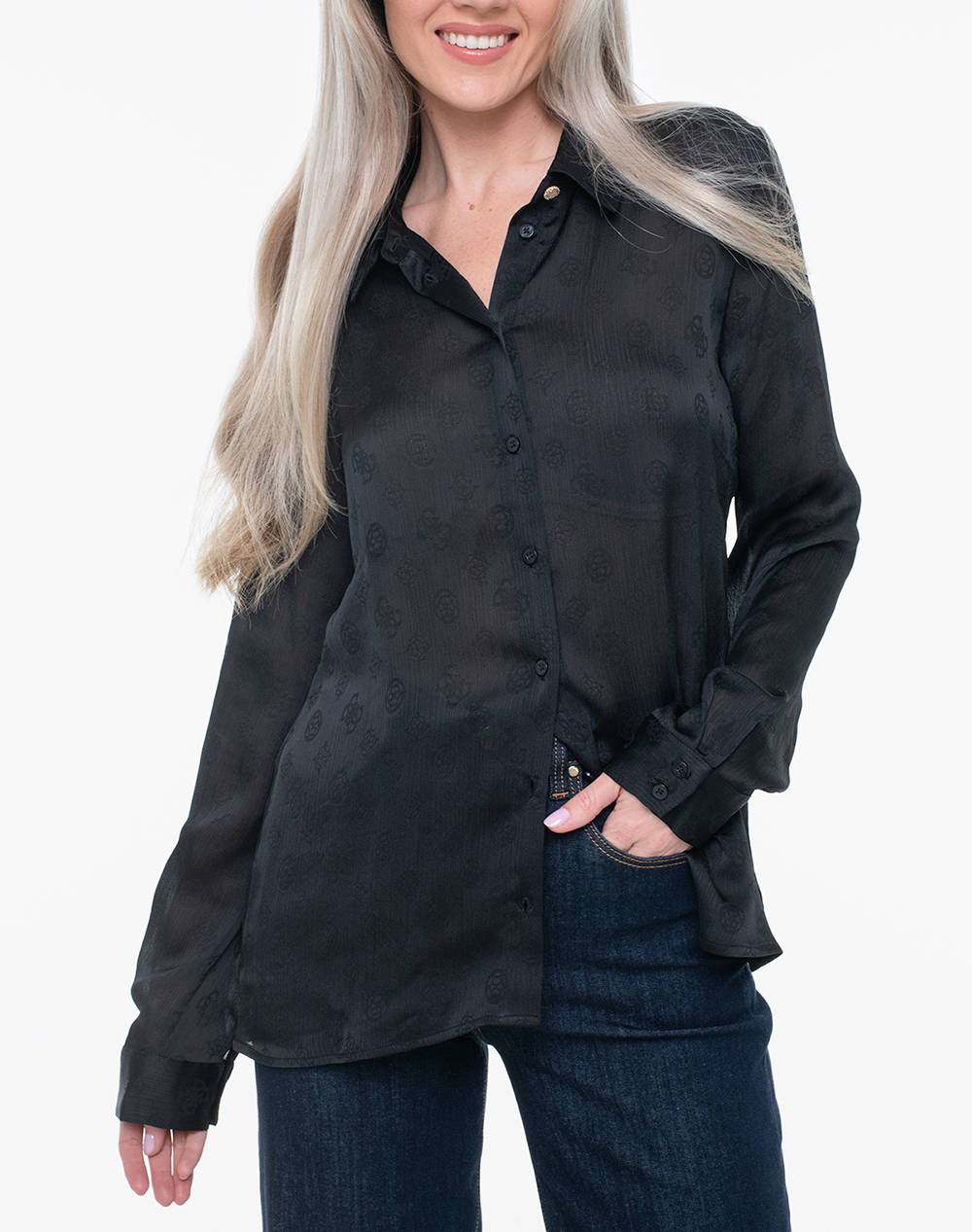 GUESS LS MARTHE LOGO SHIRT CAMASA DE DAMA