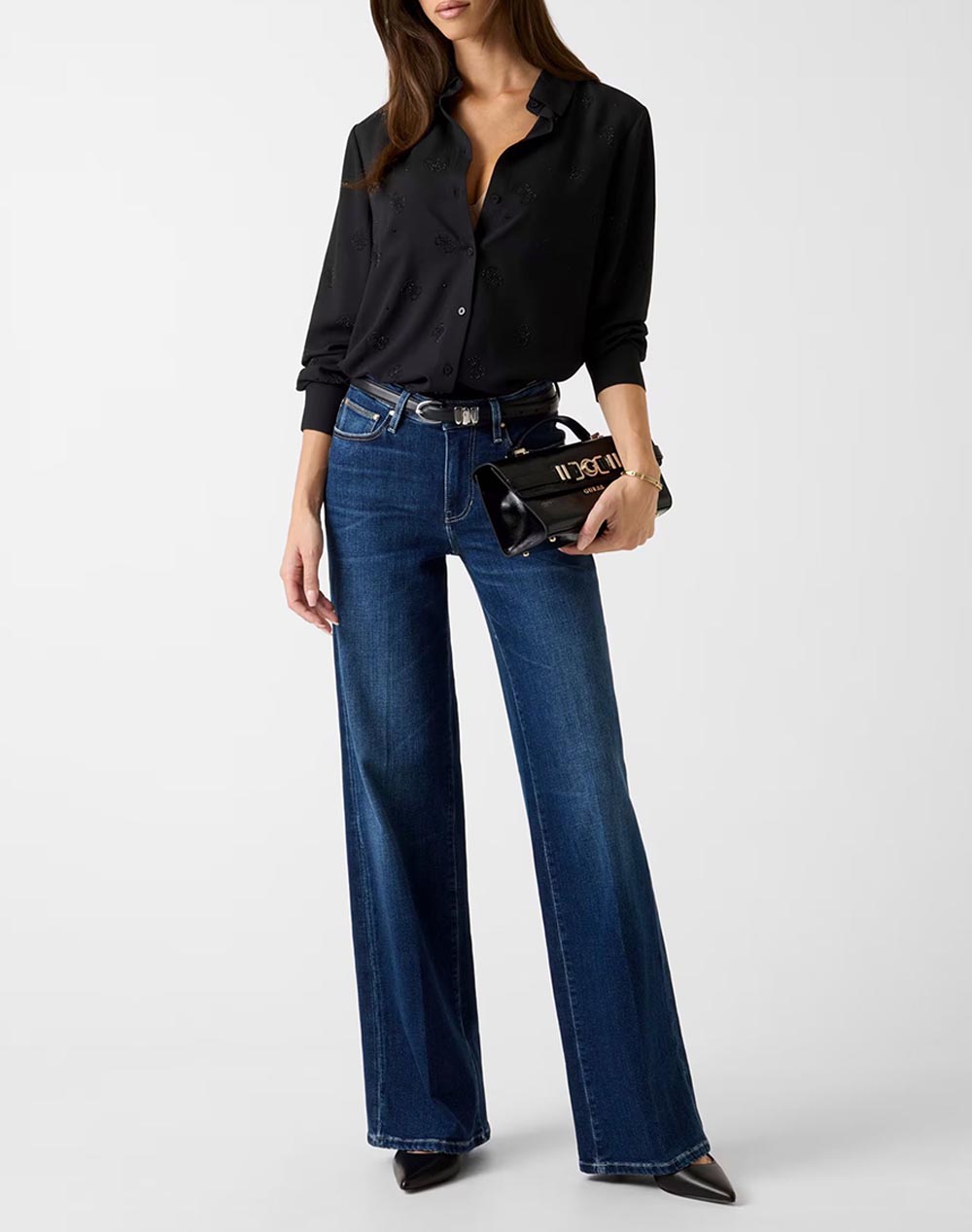 GUESS LS FLORE LOGO HOTFIX SHIRT CAMASA DE DAMA