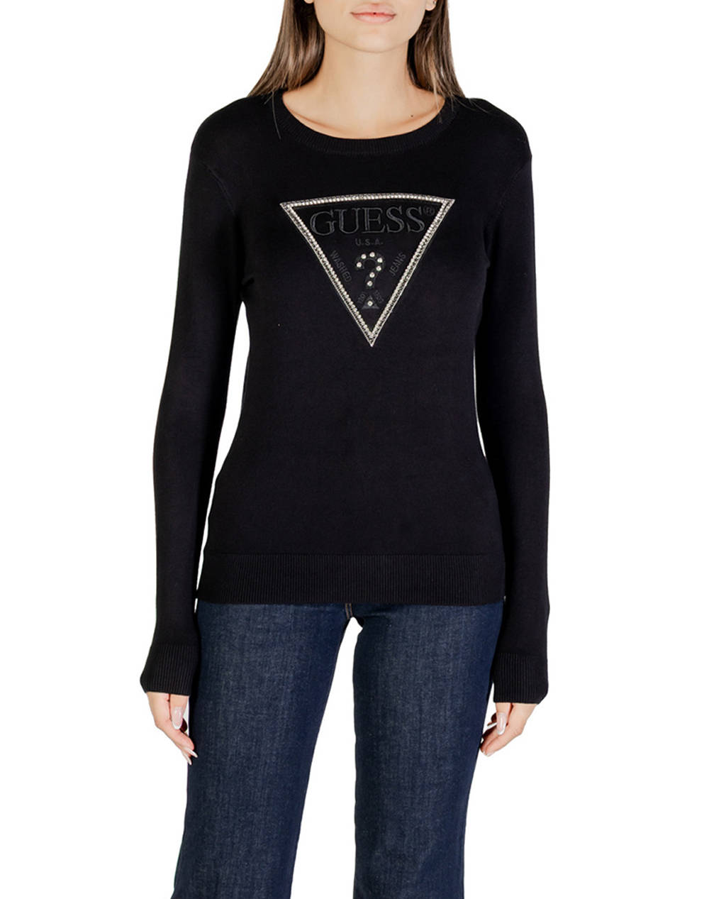 GUESS LS CN KIARA TRIANGLE LOGO SWTR BLUZA TRICOTATA DE DAMA
