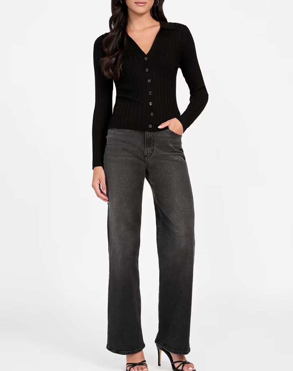 GUESS LS VN RIB MIRANDA SWTR PULOVER DE DAMA