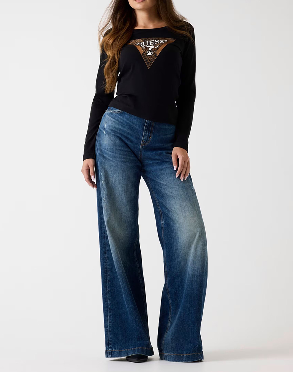 GUESS LS CN LEO TRIANGLE TEE BLUZA DE DAMA