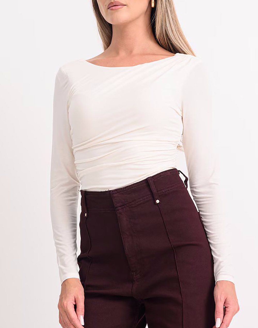 GUESS LS SHIRRING MAISIE TOP BLUZA DE DAMA