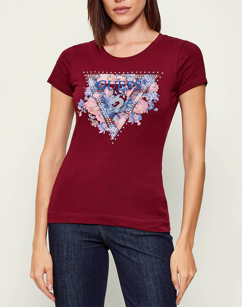 GUESS SS CN PEONY TRIANGLE TEE BLUZA DE DAMA