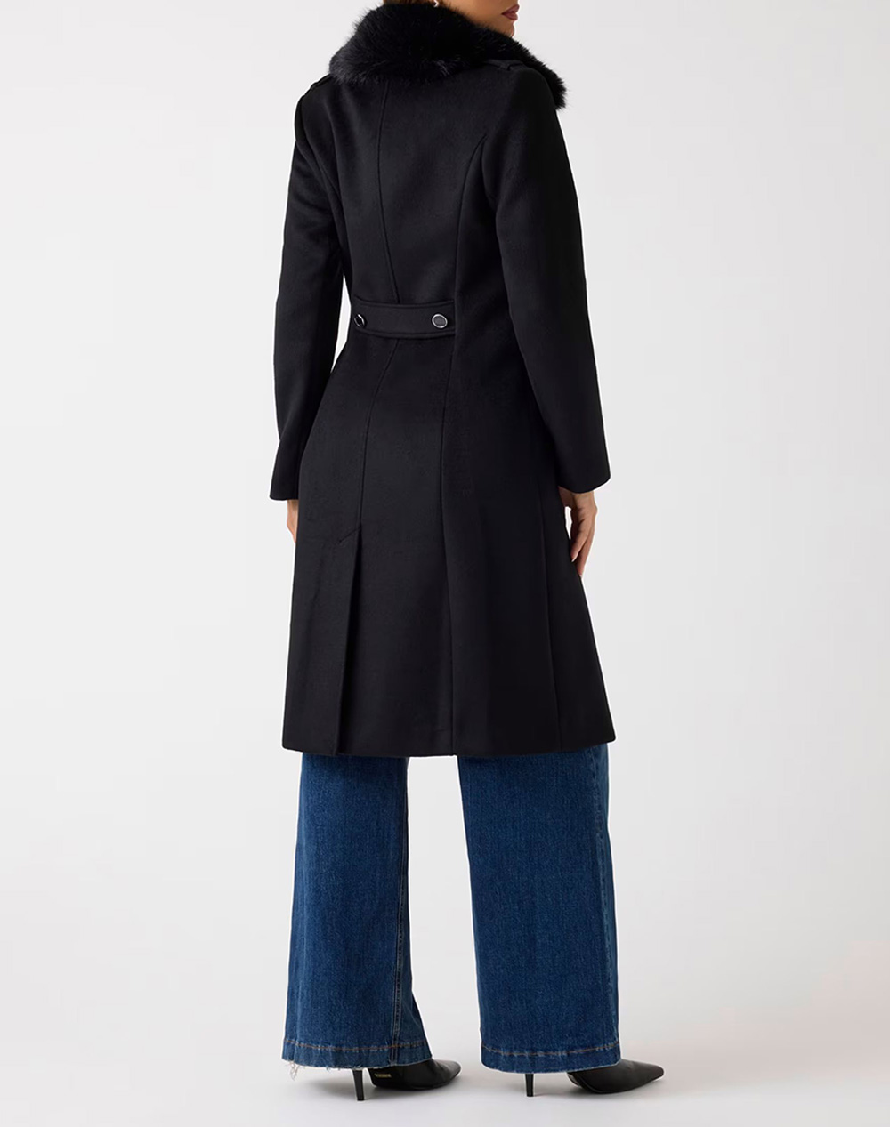 GUESS KAROLE FUR COLLAR COAT WOMEN