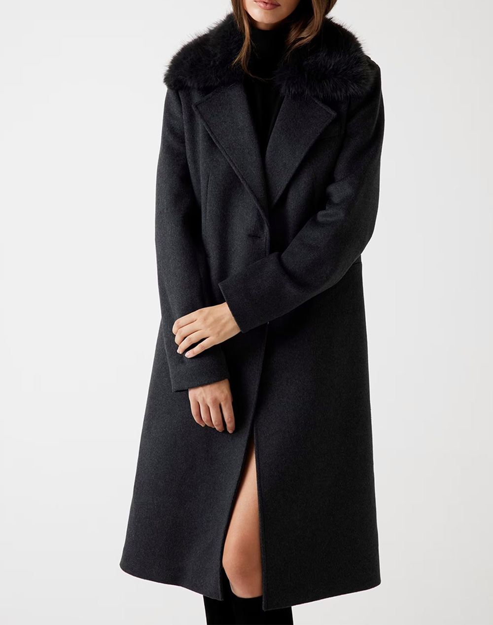 GUESS KAROLE FUR COLLAR COAT WOMEN