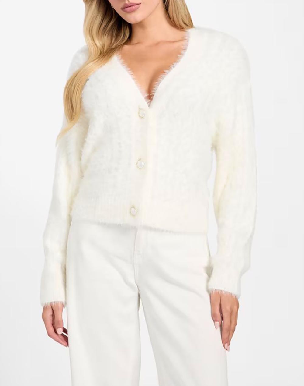 GUESS LS VN KINAKO FUZZY CARDIGAN PULOVER DE DAMA
