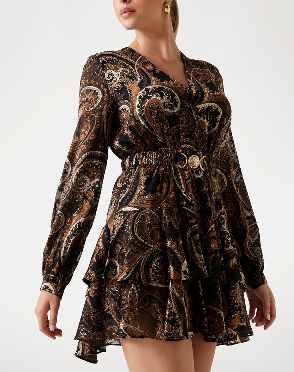 GUESS CLARISSE DEEP NECK FLARE DRESS ROCHIE DE DAMA