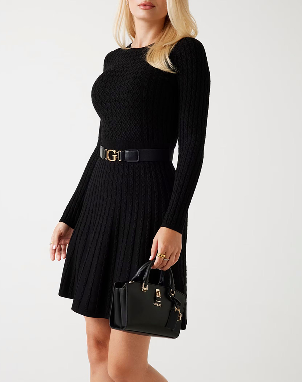 GUESS LS CN CABLE BELTED HANA DRESS ROCHIE DE DAMA