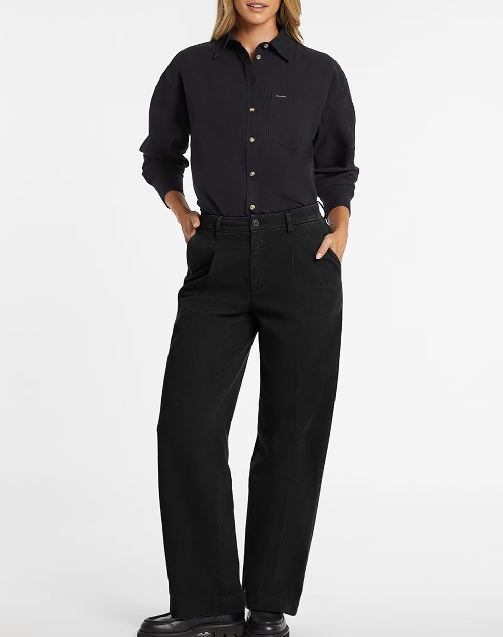 GUESS JEANS GJ WIDE LEG TROUSER - ECO ORG CO CLASSIC RG TWILL340 PANTALONI DE DAMA