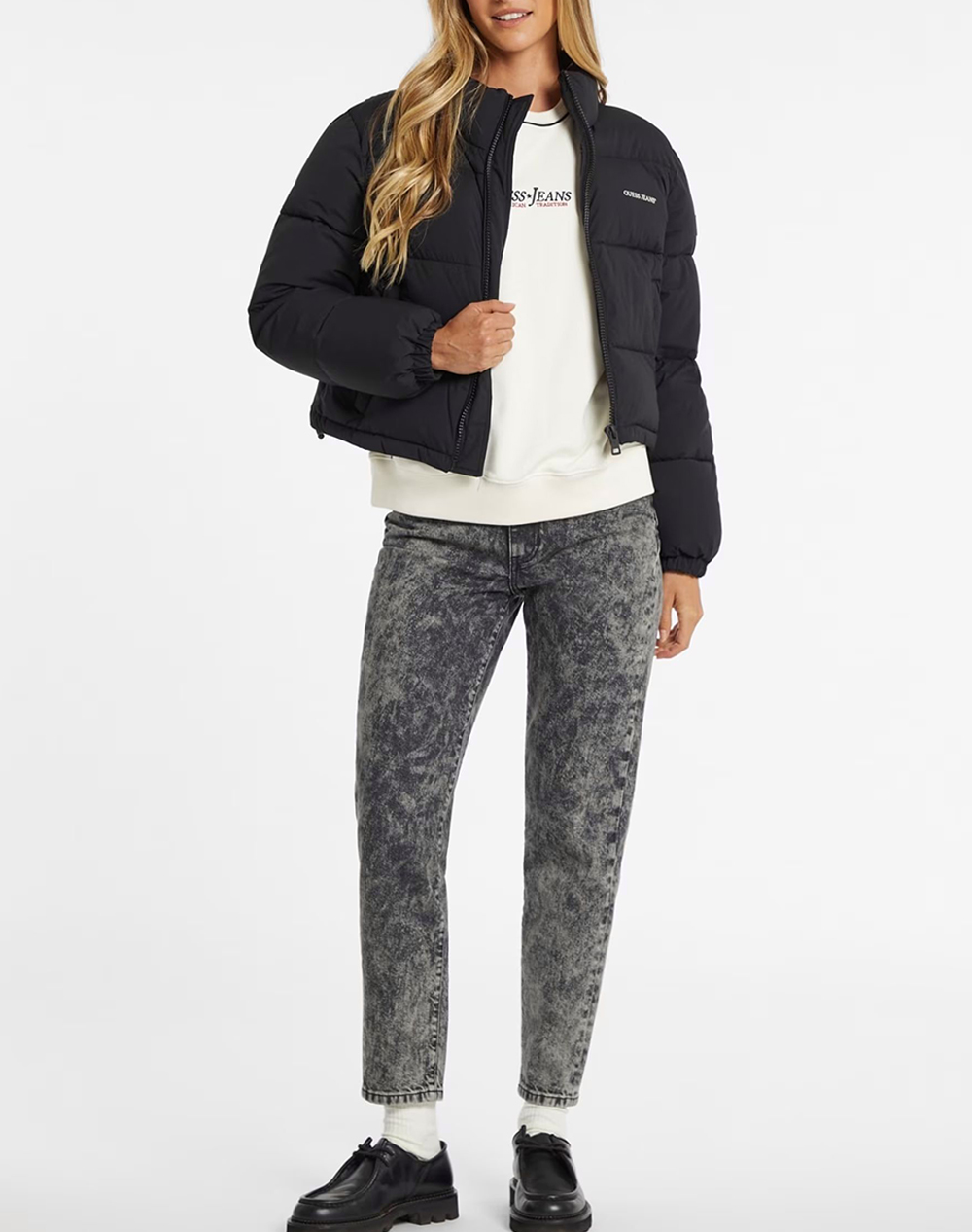 GUESS JEANS GJ CROPPED PUFFER GEACA DE DAMA