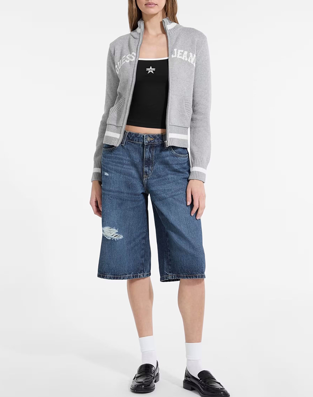 GUESS JEANS GJ LS ZIPPED INTARSIA SWTR PULOVER DE DAMA