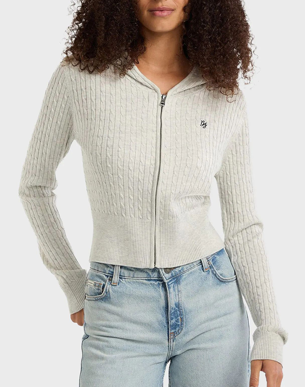 GUESS JEANS GJ LS CABLE HOODIE CARDI TRICOTAT DE DAMA