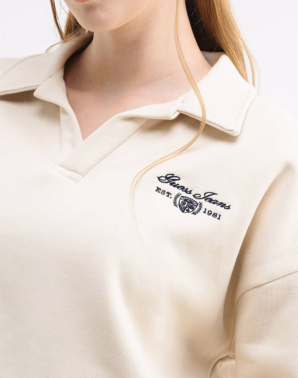 GUESS JEANS GJ NOTCHED COLLAR CROP SWEAT HANORAC DE DAMA