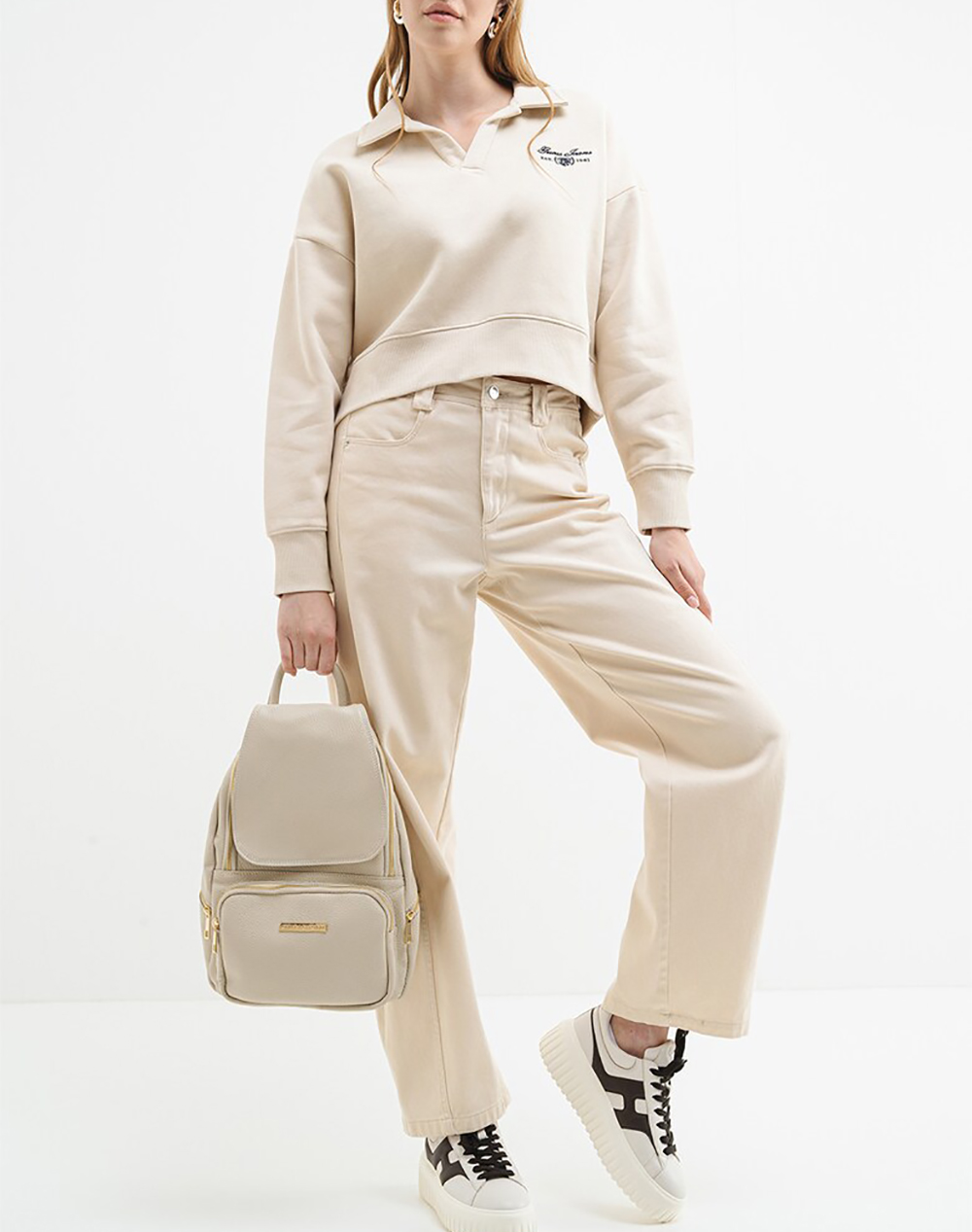 GUESS JEANS GJ NOTCHED COLLAR CROP SWEAT HANORAC DE DAMA