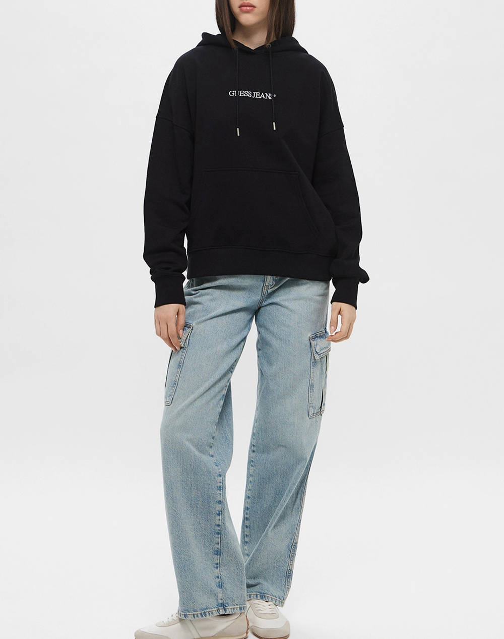 GUESS JEANS GJ OVER HOOD EMBRO SWEATSHIRT BLUZA DE DAMA