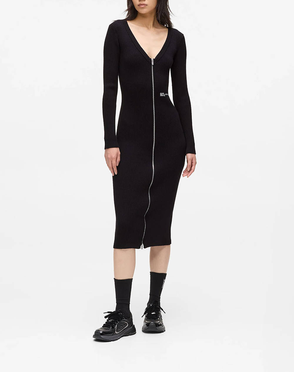 KARL LAGERFELD JEANS KLJ ZIP MIDI KNIT DRESS