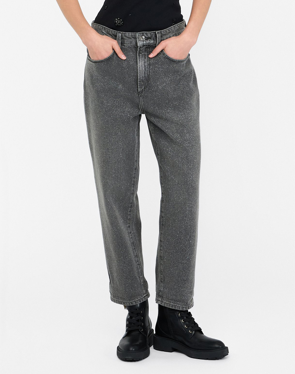 LIU JO BLACK_UF5D27_PANT.STRAIGHT FIT H.W. PANTALONI DE DAMA