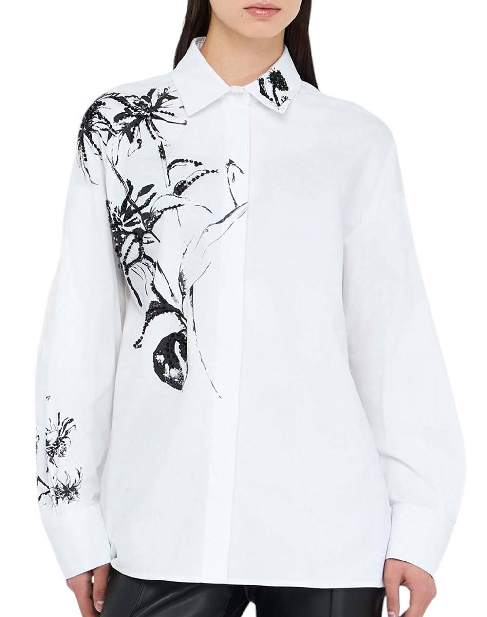 LIU JO BLACK_CF5C06_CAMICIA CON STAMPA PIAZZATA CAMASA DE DAMA