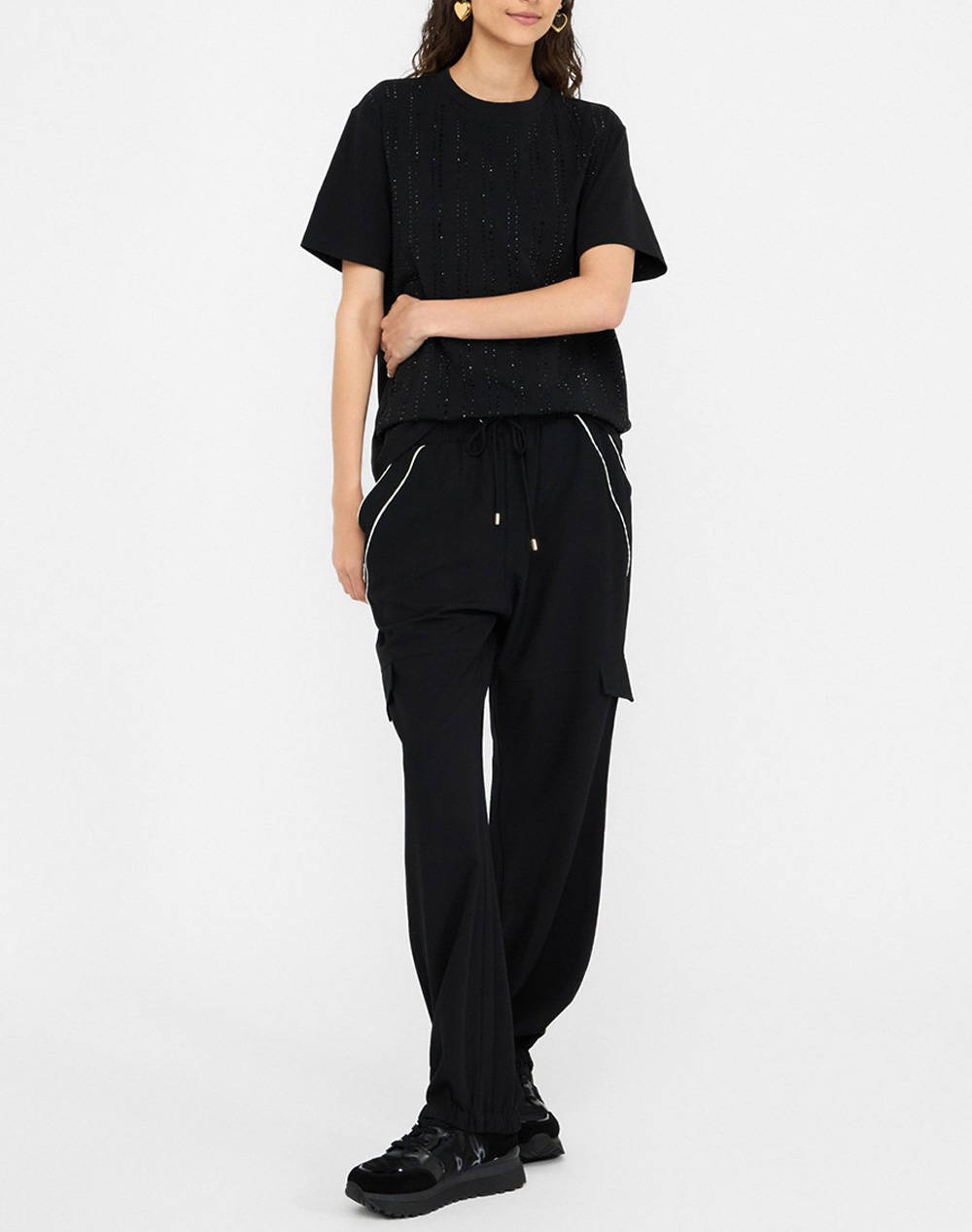 LIU JO BLACK_CF5J17_ECS T-SHIRT BOXY BLUZA DE DAMA