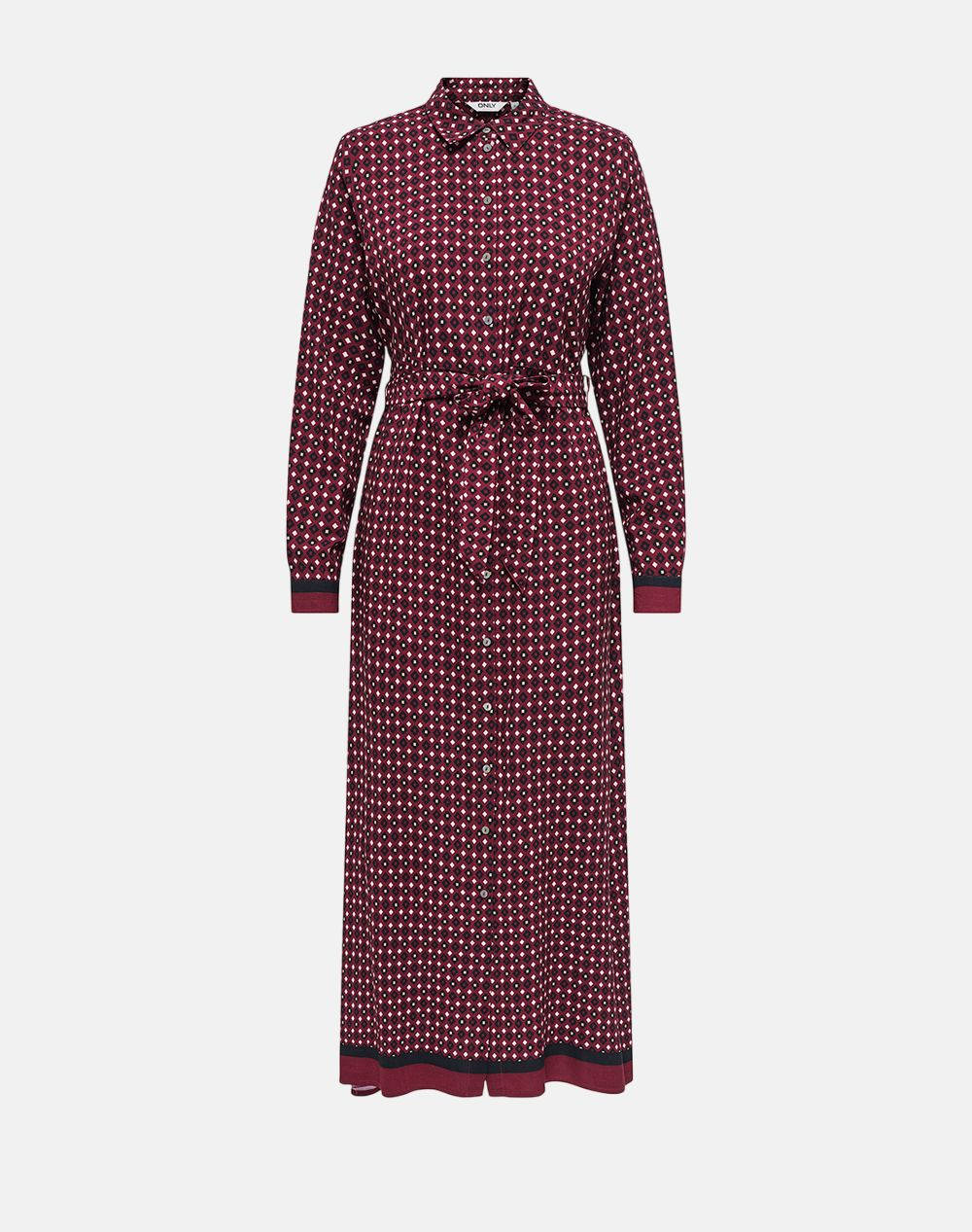 ONLY ONLVEDA BORDER L/S LONG DRESS WVN