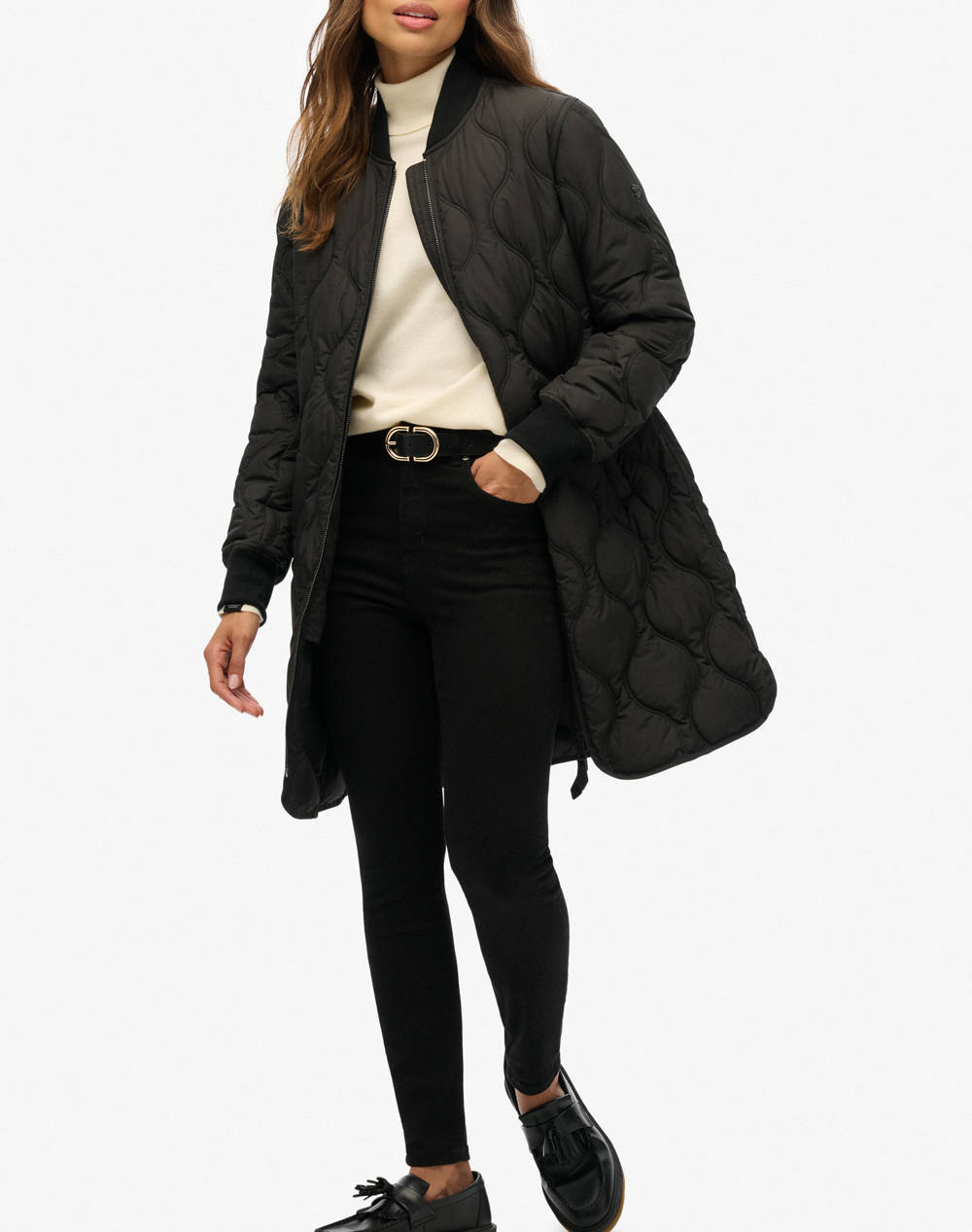 SUPERDRY D1 STUD LONG QUILTED LINER JACKET GEACA DE DAMA