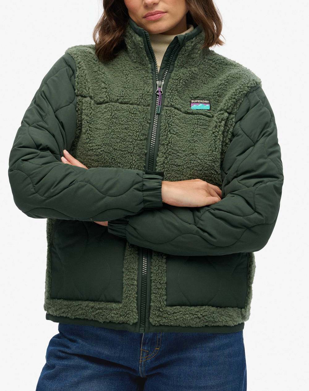 SUPERDRY D1 OVIN FLEECE HYBRID JACKET GEACA DE DAMA