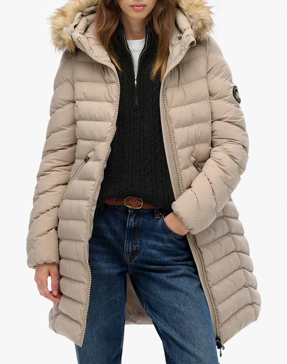 SUPERDRY D2 OVIN FUJI FAUX FUR HOOD MID LENGTH GEACA DE DAMA
