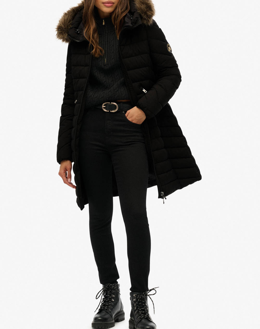 SUPERDRY D2 OVIN FUJI FAUX FUR HOOD MID LENGTH GEACA DE DAMA