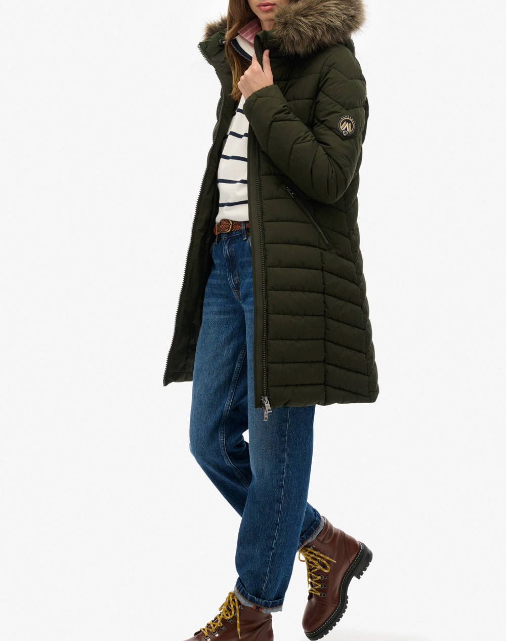 SUPERDRY D2 OVIN FUJI FAUX FUR HOOD MID LENGTH GEACA DE DAMA