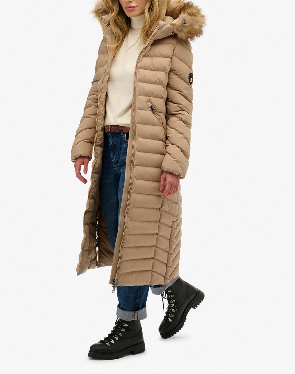 SUPERDRY D2 OVIN FUJI FAUX FUR HOODED LONGLINE GEACA DE DAMA