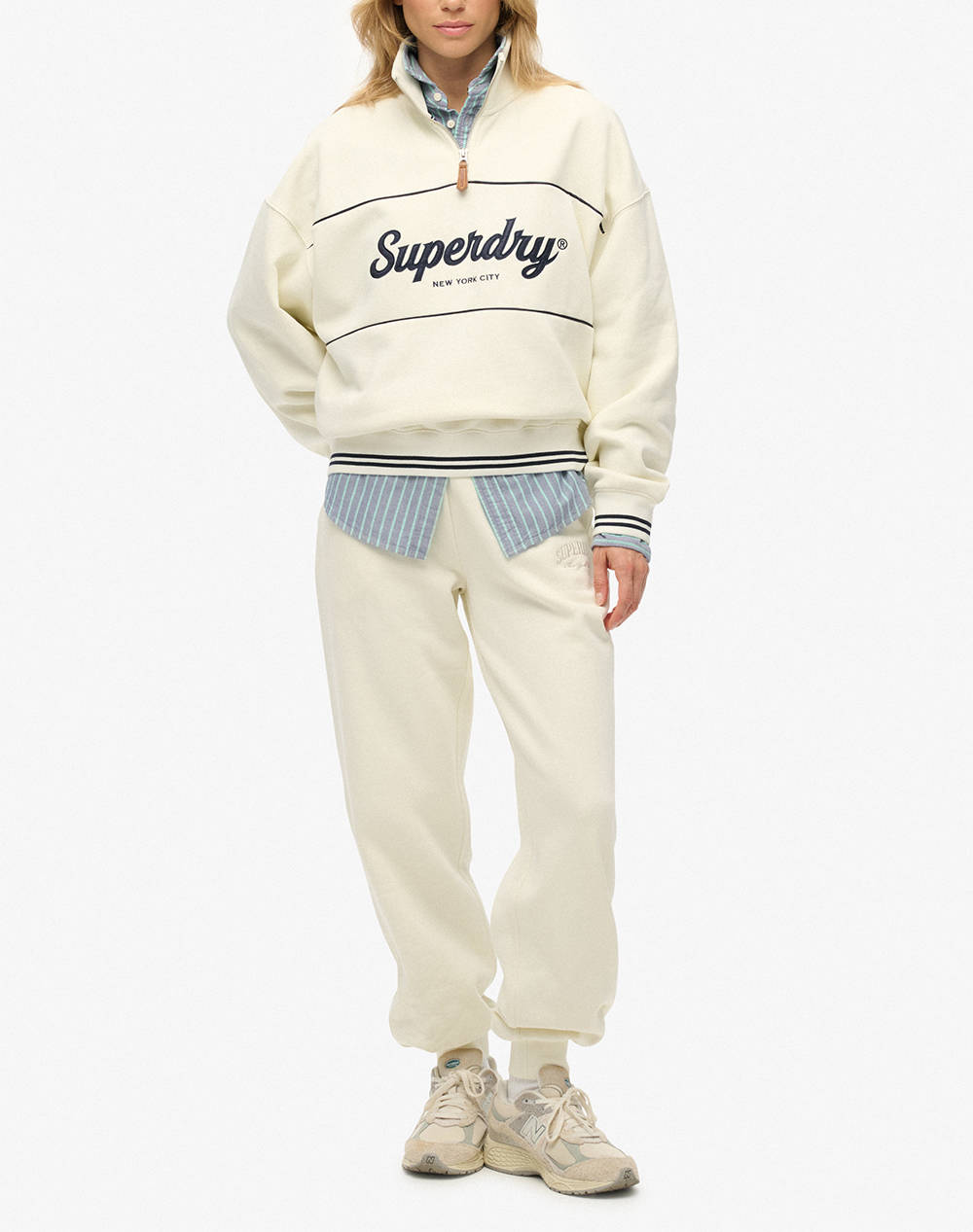 SUPERDRY D2 SDSW COUNTRY CLUB LOOSE 1/4 ZIP FLEECE DE DAMA