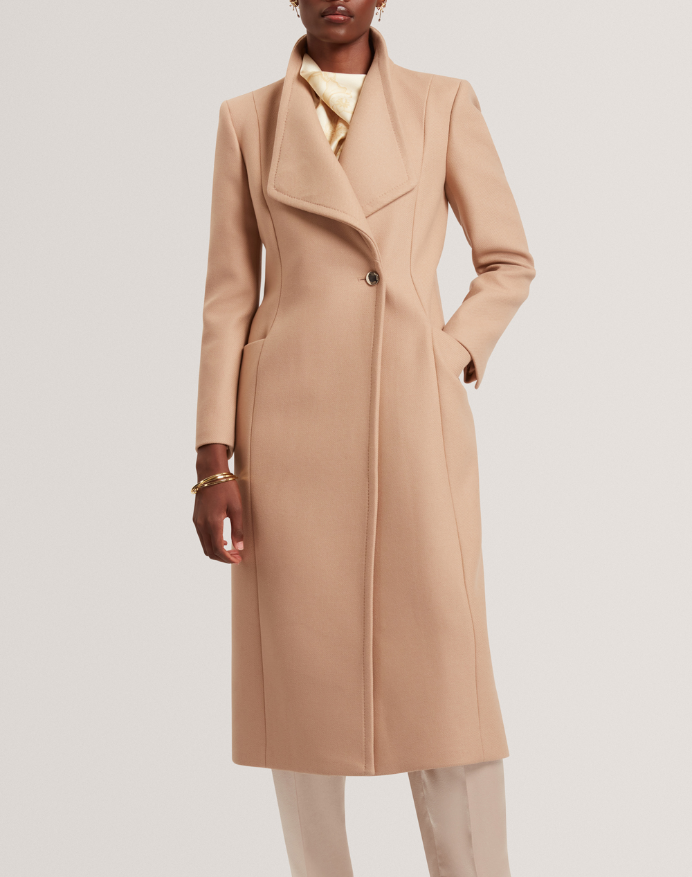 TED BAKER MINDEE Double Faced Wool Long Sculpted Wrap Coat